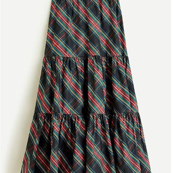 RARE NWT J. Crew Tiered Maxi Skirt in Black Stewart Tartan Taffeta - Size XS - Picture 2 of 15